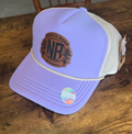 Women’s purple rope hat with leather patch